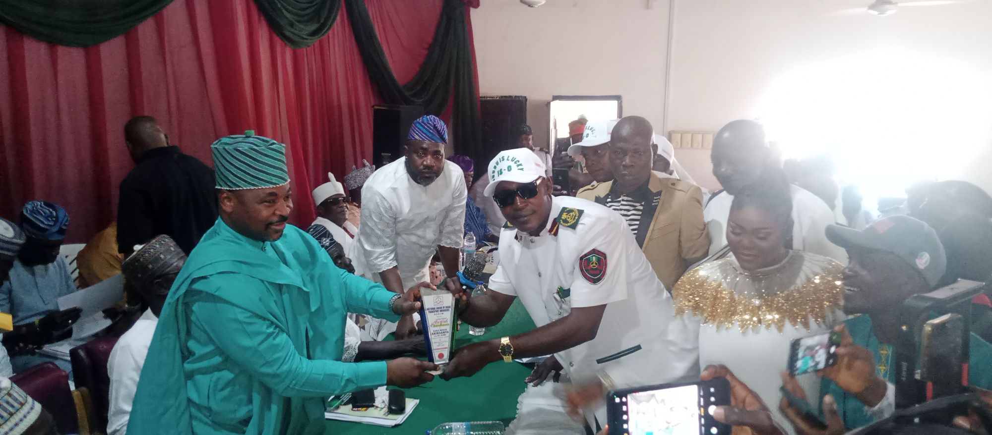 MC OLUOMO BAGS AMBASSADOR OF PEACE AWARD AS HE SWEARS-IN COMRADE ADEMOLA ODUDU AS THE SUBSTANTIVE CHAIRMAN NURTW,ONDO STATE COUNCIL–By Adefemi Ojopagogo