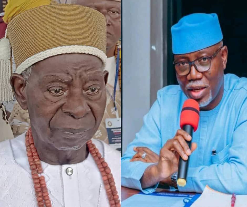 OLUKARE  OF IKARE-AKOKO OBA AKADRI SALIU MOMOH CONGRATULATES AIYEDATIWA AND HIS DEPUTY