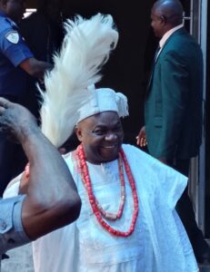 OLOJODA OF ODA KINGDOM OBA OLUGBEMIGA ADEWOLE ALUKO RECEIVES ROUSING WELCOME AT AKURE AIRPORT
